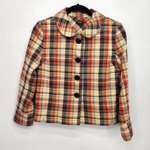 J. Crew Madras Plaid Lined Jacket Cotton Preppy Blazer Women's 4